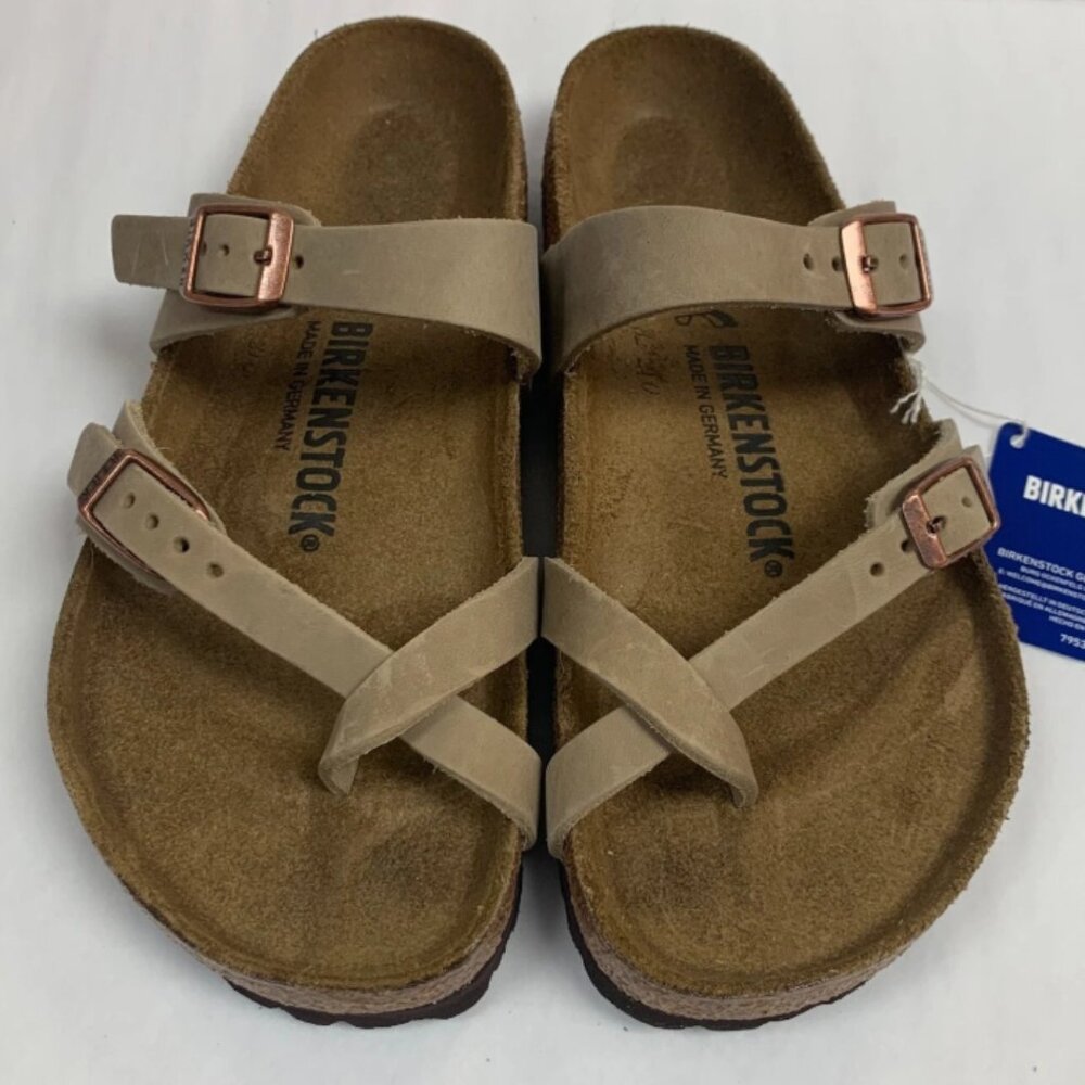 Birkenstock Mayari Oiled Leather Tobacco Brown Regular Width Sandals